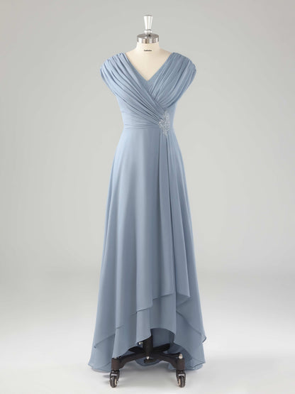 Maxine V Neck Ruched Beaded Chiffon Mother of the Bride Dresses