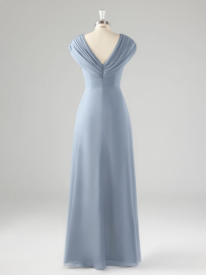 Maxine V Neck Ruched Beaded Chiffon Mother of the Bride Dresses
