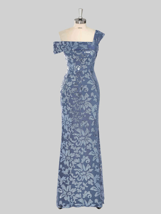 Melin Chic One Shoulder Sequins Appliqued Mother Of The Bride Dresses