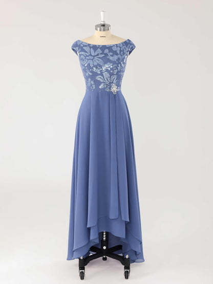 Meren Chic Scoop Asymmetrical Mother of the Bride Dresses with Sequins