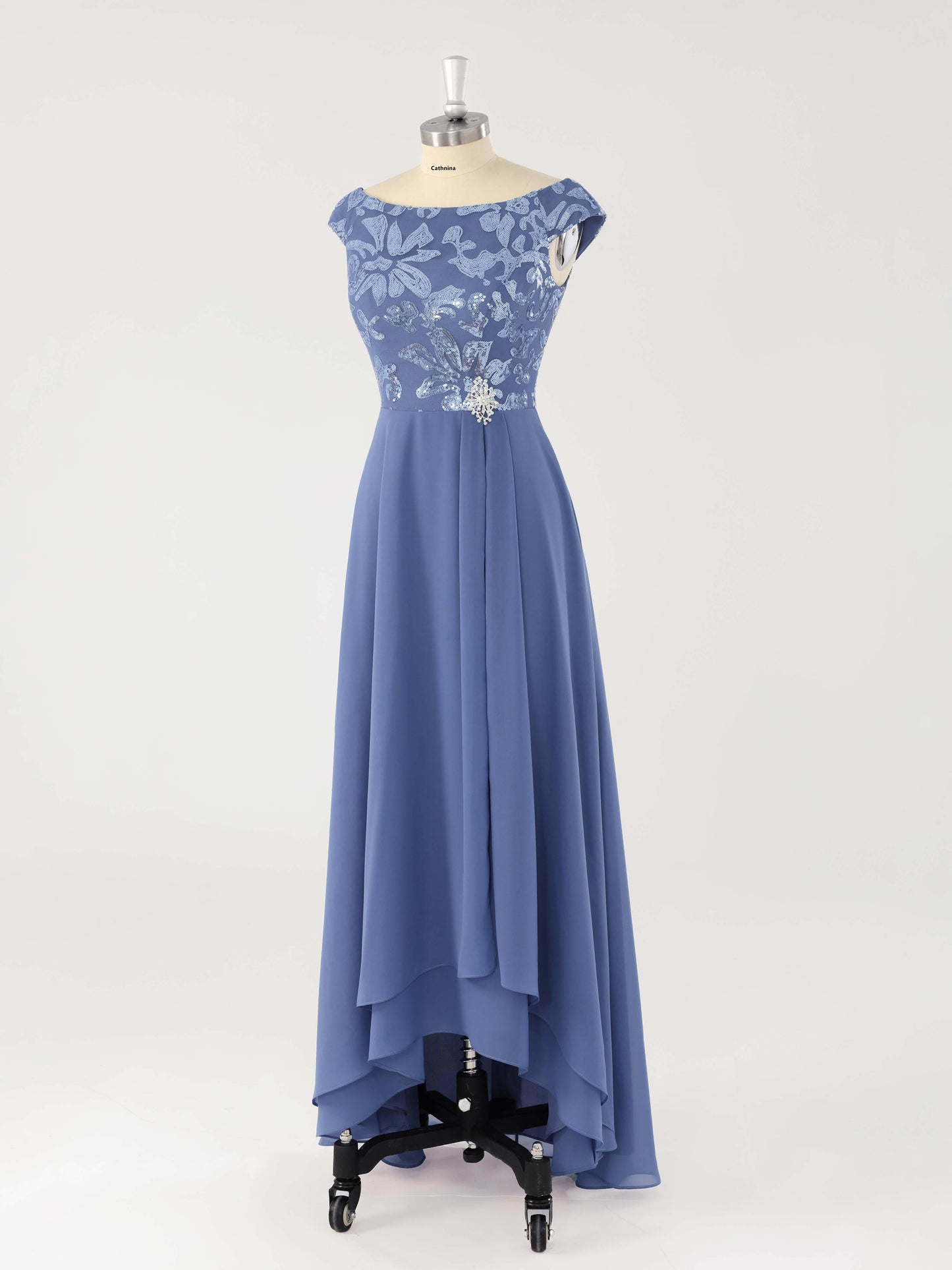 Meren Chic Scoop Asymmetrical Mother of the Bride Dresses with Sequins