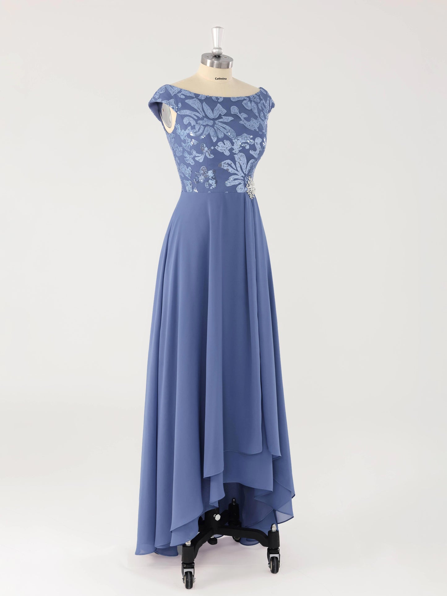 Meren Chic Scoop Asymmetrical Mother of the Bride Dresses with Sequins