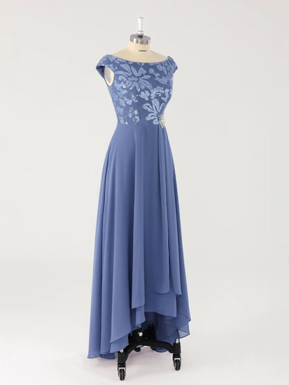 Meren Chic Scoop Asymmetrical Mother of the Bride Dresses with Sequins