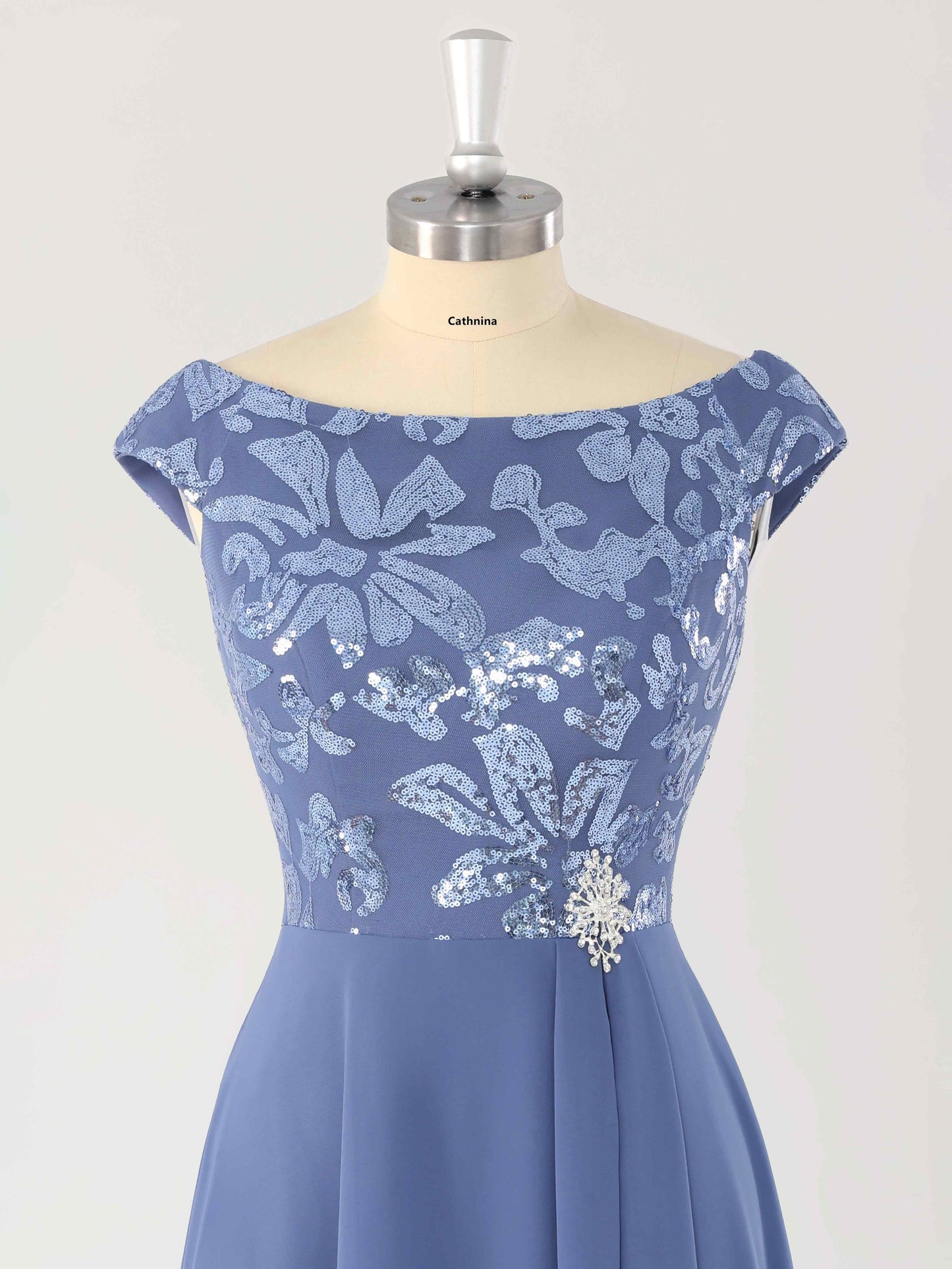 Meren Chic Scoop Asymmetrical Mother of the Bride Dresses with Sequins