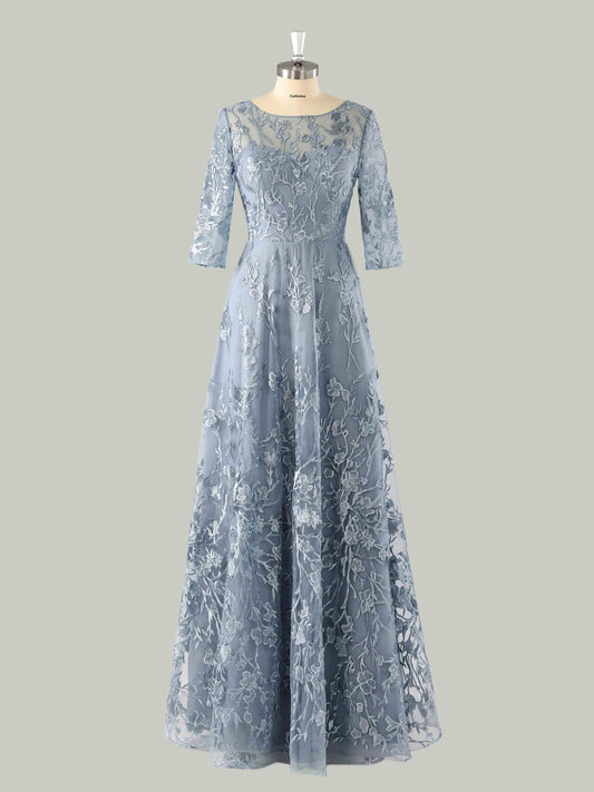 Milor Graceful Illusion Lace Appliqued Mother of the Bride Dresses