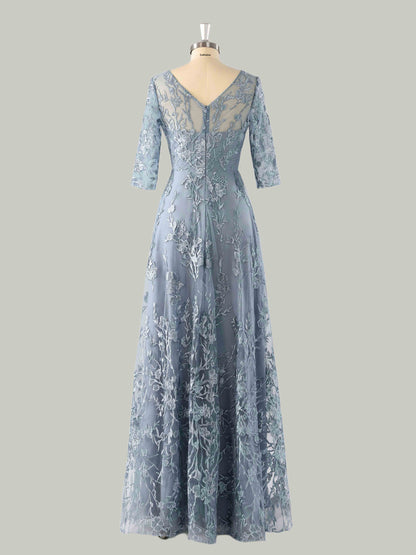 Milor Graceful Illusion Lace Appliqued Mother of the Bride Dresses