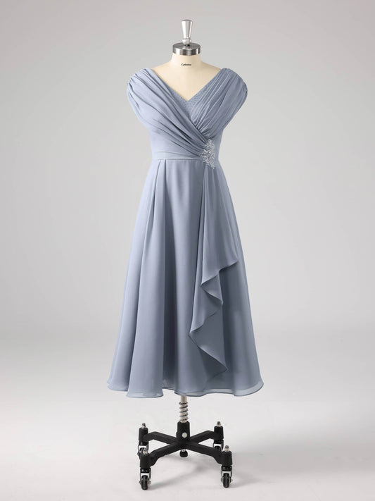 Misel Modern V-Neck Knee Length  Mother of the Bride Dresses With Cape