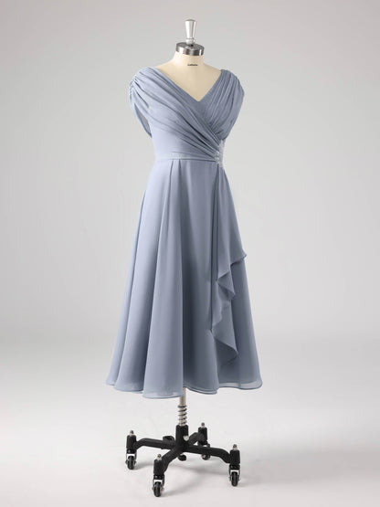 Misel Modern V-Neck Knee Length  Mother of the Bride Dresses With Cape