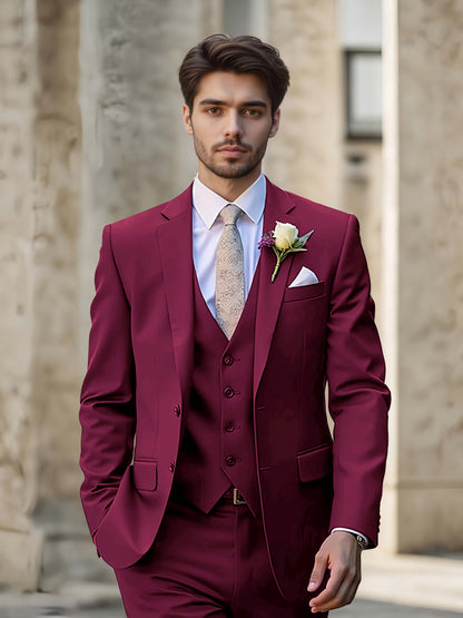 Modern Single Breasted Men's 3-Pieces Suit