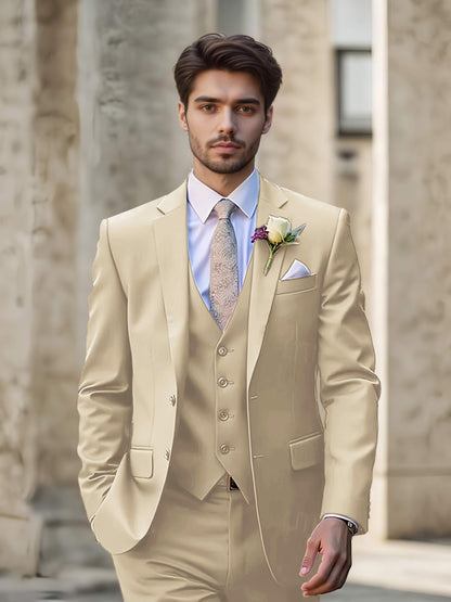 Modern Single Breasted Men's 3-Pieces Suit