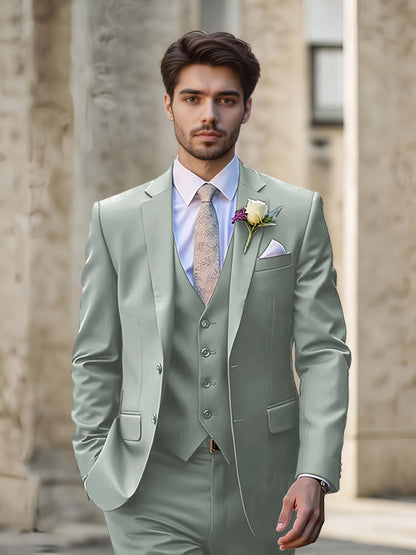 Modern Single Breasted Men's 3-Pieces Suit