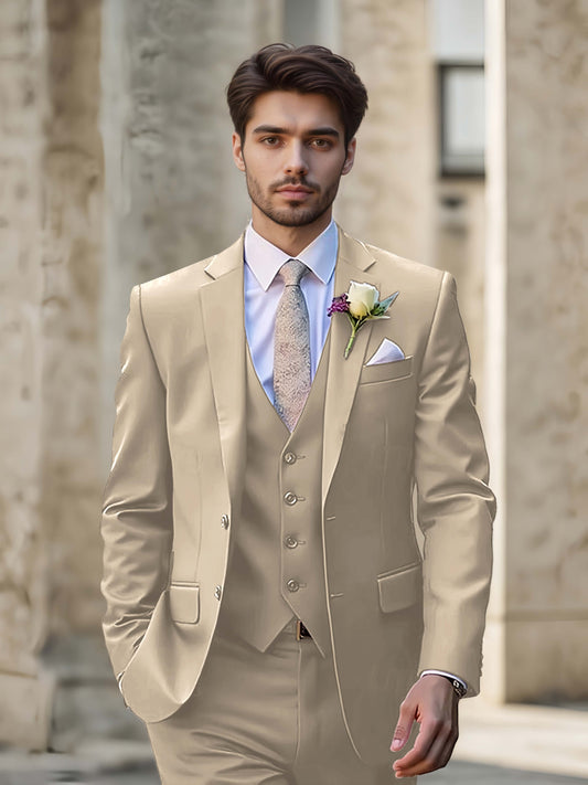 Modern Single Breasted Men's 3-Pieces Suit