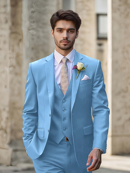 Modern Single Breasted Men's 3-Pieces Suit