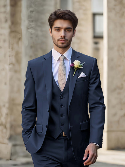 Modern Single Breasted Men's 3-Pieces Suit
