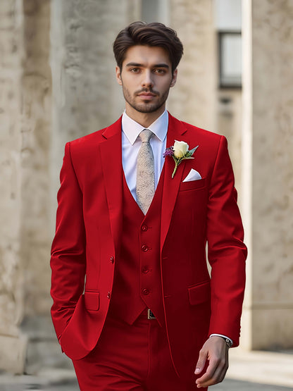 Modern Single Breasted Men's 3-Pieces Suit