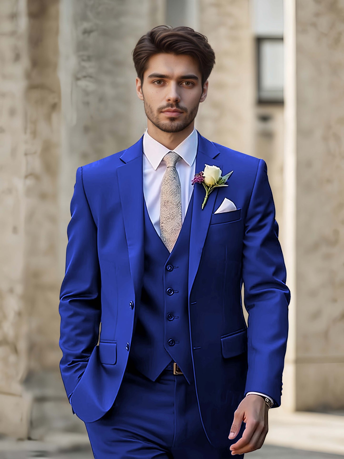 Modern Single Breasted Men's 3-Pieces Suit