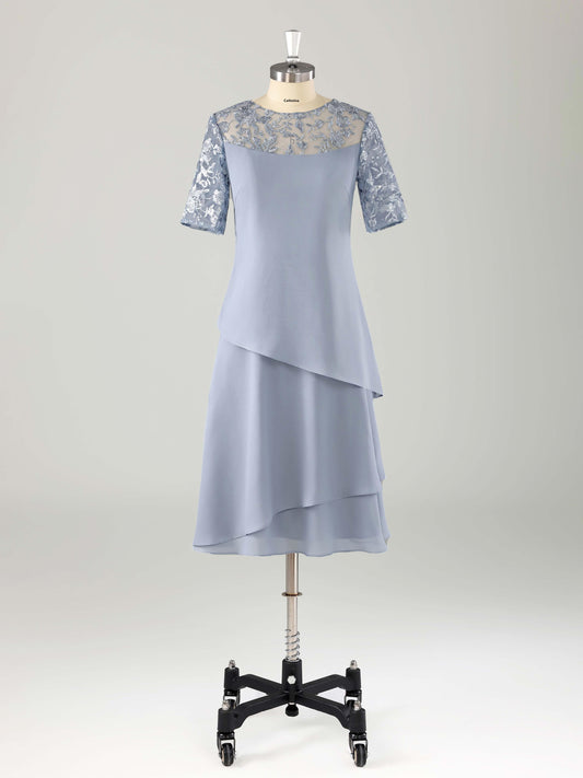 Muren Modern Illusion Neckline Chiffon Mother of the Bride Dresses