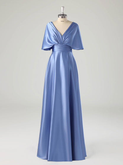 Mylin Modern V-neck Ruched Mother of the Bride Dresses with Cape