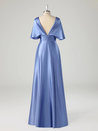 Mylin Modern V-neck Ruched Mother of the Bride Dresses with Cape