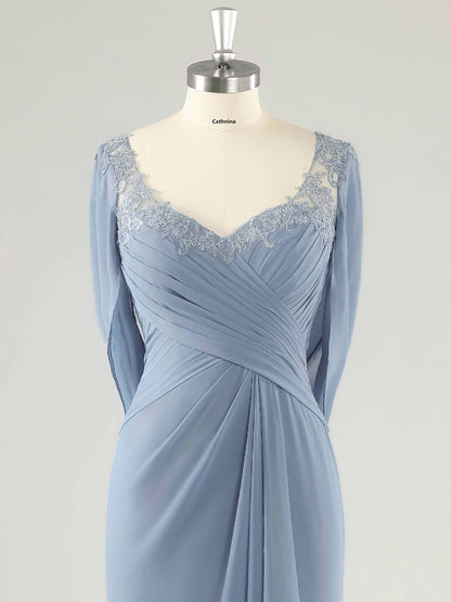 Mylor Glamorous Appliqued Mother of the Bride Dresses With Cape