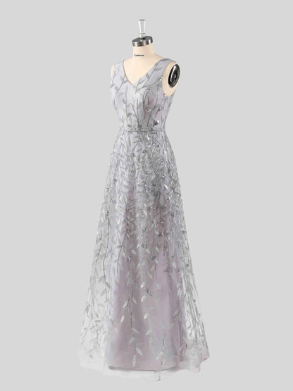 Veda Classic V-Neck A-line Formal Dresses with Sequins