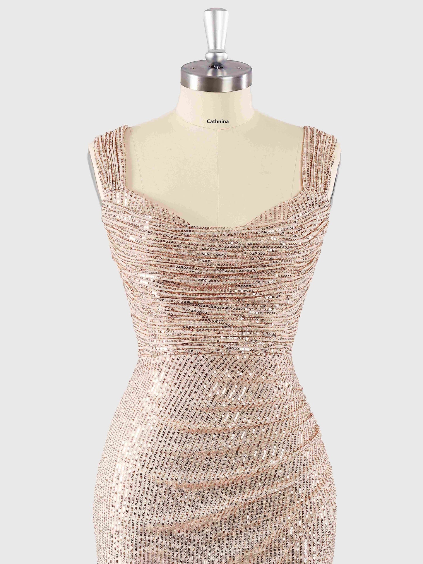 Venus Chic Square Neck Sequins Prom Dresses with Slit